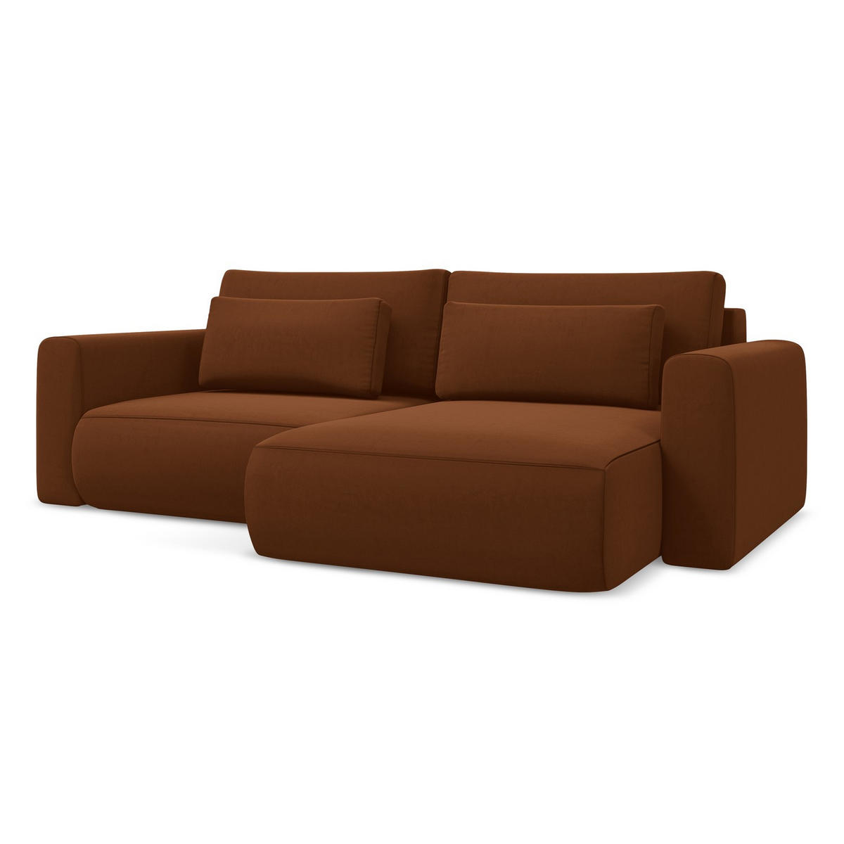 ECKSOFA mit Schlaffunktion Samt Stoff Orange - Terracotta/Schwarz, Kunststoff/Textil (240/149cm) - LaMiaSofa