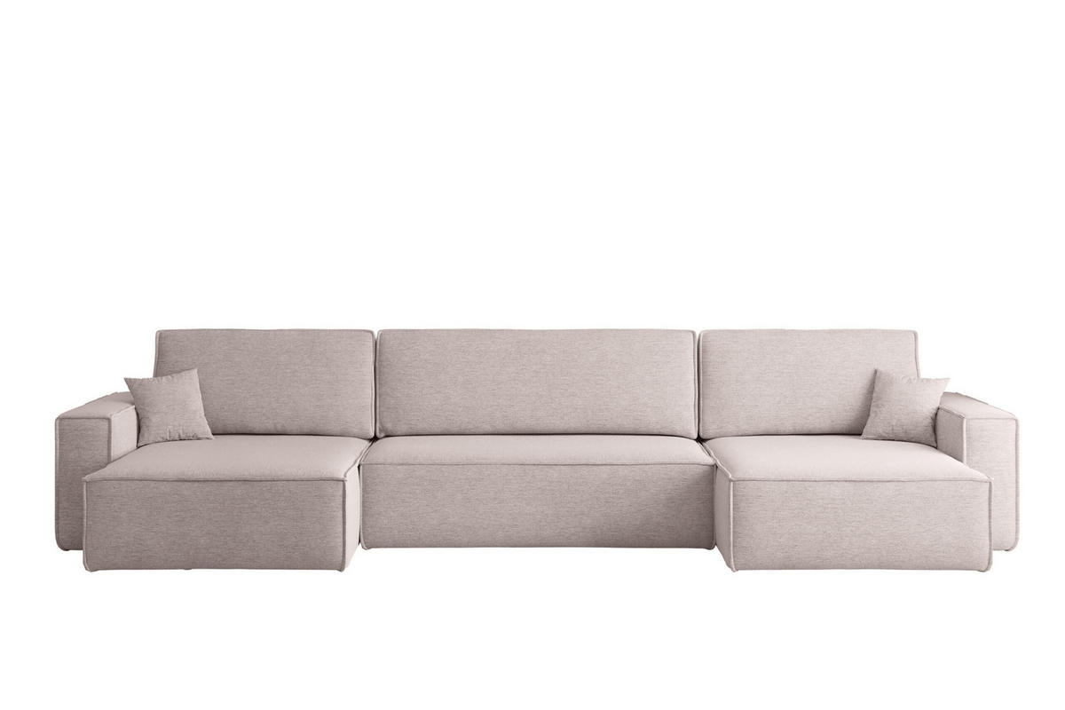ECKSOFA Mit Schlaffunktion Und Bettkasten, Eckcouch BEST U XL Stoff Verita Beige - Beige, Holz (142/372cm) - Kaiser Möbel