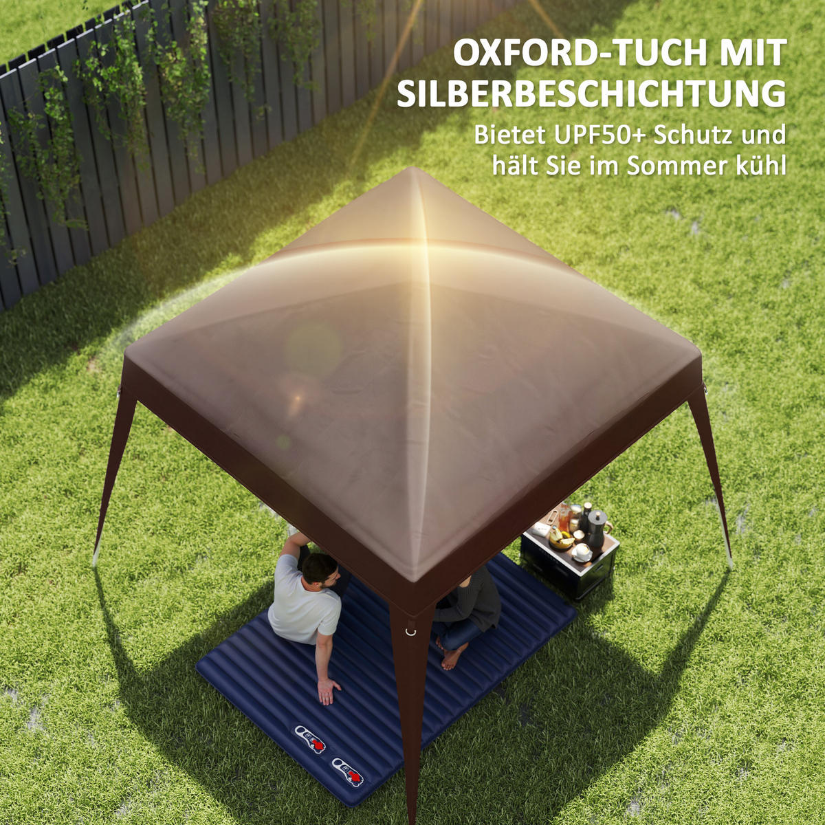 PAVILLON-ERSATZDACH, Ersatzplane für 3 x 3 m Gartenpavillon, Gartenzeltdach-Ersatz, UPF50+, Oxford-Stoff, Kaffee - Cappuccino, Textil (300/1/300cm)