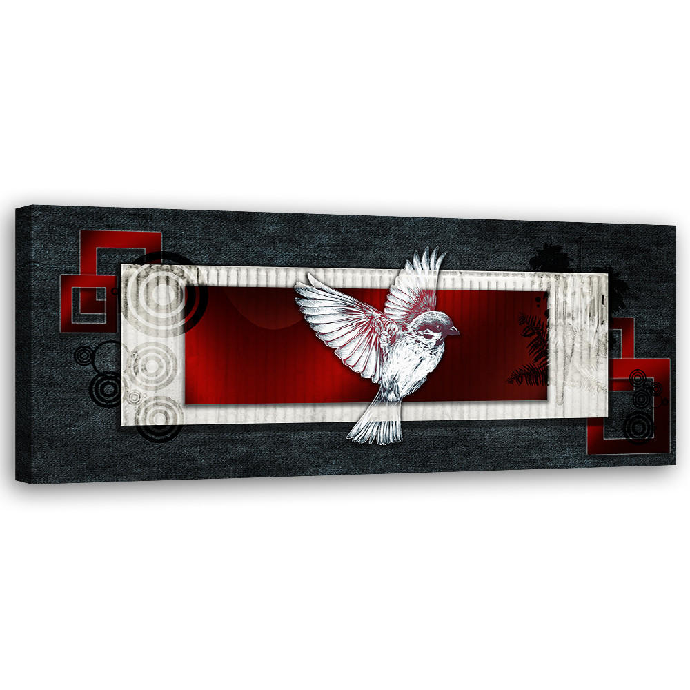 WANDBILD vogel auf dunklem hintergrund - Grau, Textil (90/30cm) - Feeby