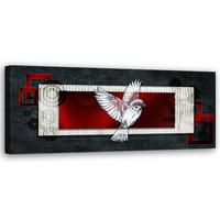 WANDBILD vogel auf dunklem hintergrund - Grau, Textil (90/30cm) - Feeby