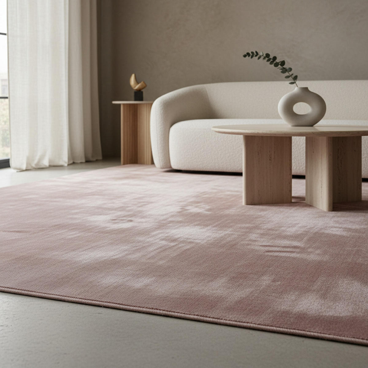 TEPPICH Kurzflor Uni-Farbe Microfaser Antirutsch Wohnzimmer waschbar Rosa Rechteckig 200x290 - Rosa, Textil (200/290cm) - KADIMA DESIGN