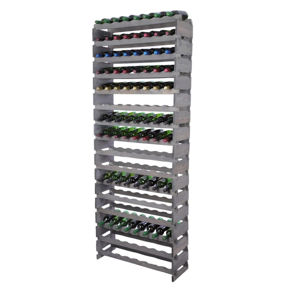 WEINREGAL VINOTECA FLEX PRO HxBxT 219x84x28cm 128 Flaschen auf 16 Ebenen Grau - Grau, Holz (84/219/28cm) - PROREGAL