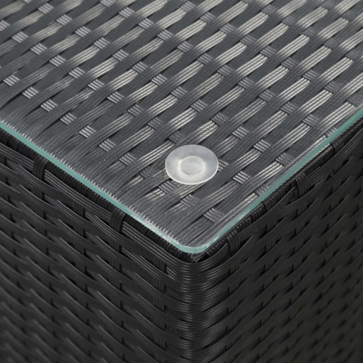 BEISTELLTISCHE 3er set Mit Glasplatte Schwarz Poly Rattan - Schwarz, Kunststoff/Metall (40/40/62cm) - vidaXL