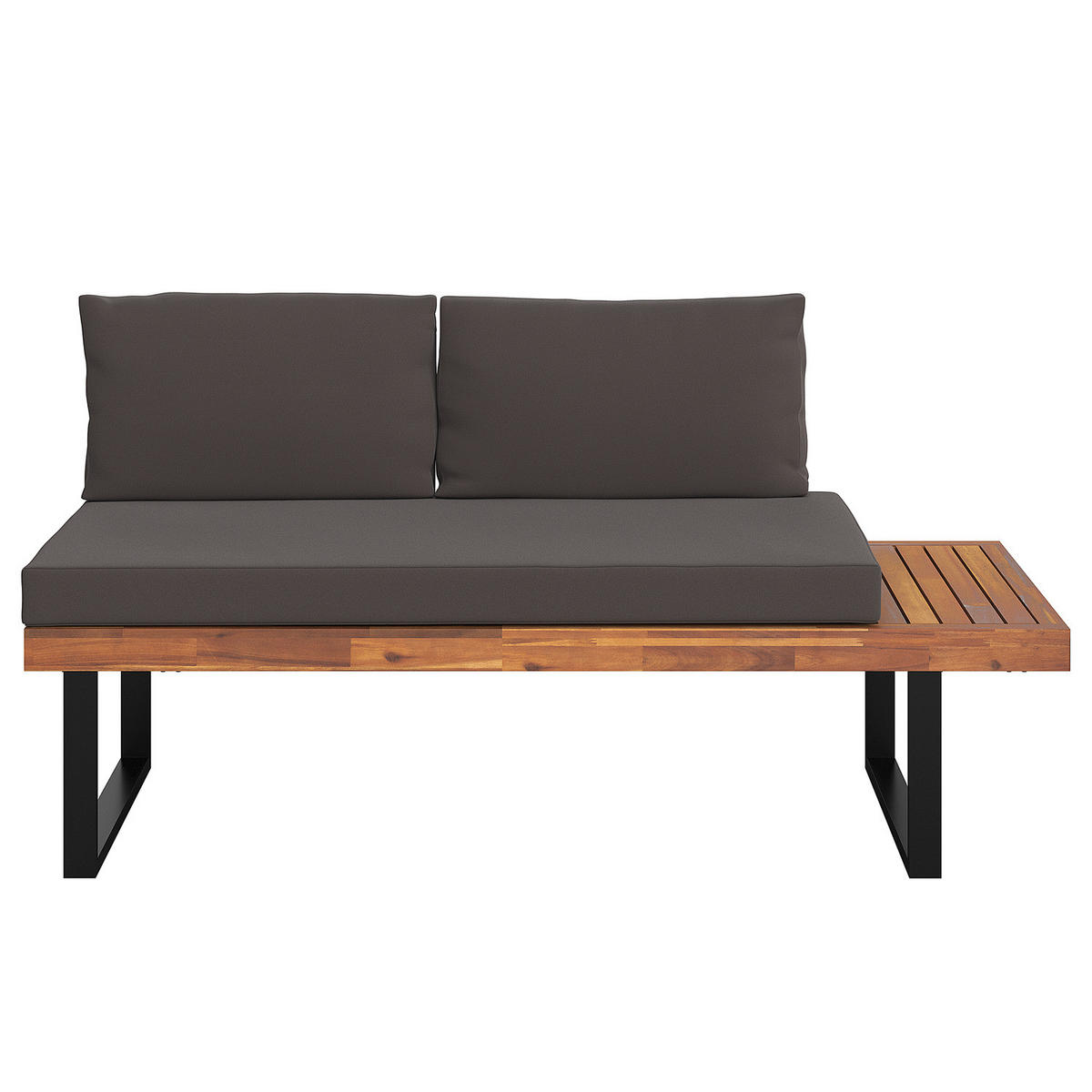 LOUNGESET - Akazie massiv / Polyester - Braun / Grau - 3-teilig - Grau, Holz/Textil - home24