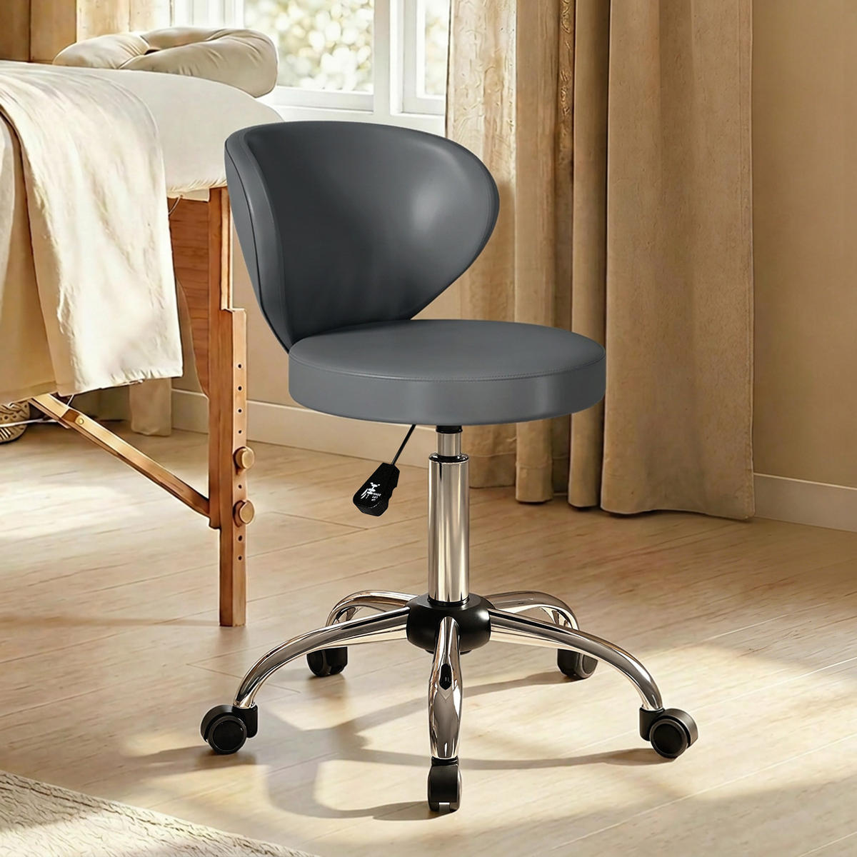 BÜROHOCKER DE-18039 höhenverstellbar 73-88 cm, gepolstert Grau - Grau, Metall (45/88/54cm) - ComfortXL