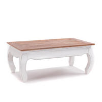 OPIUMTISCH EAST 100 Mahagoni Recyclingholz massiv 06 weiß-landhaus - Weiß, Holz (60/100/41cm) - DESIGN DELIGHTS