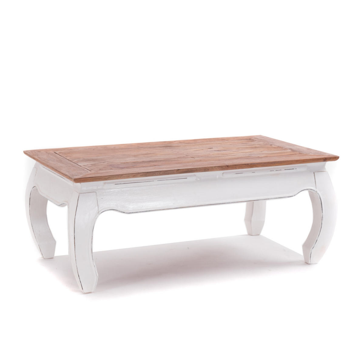 OPIUMTISCH EAST 100 Mahagoni Recyclingholz massiv 06 weiß-landhaus - Weiß, Holz (60/100/41cm) - DESIGN DELIGHTS