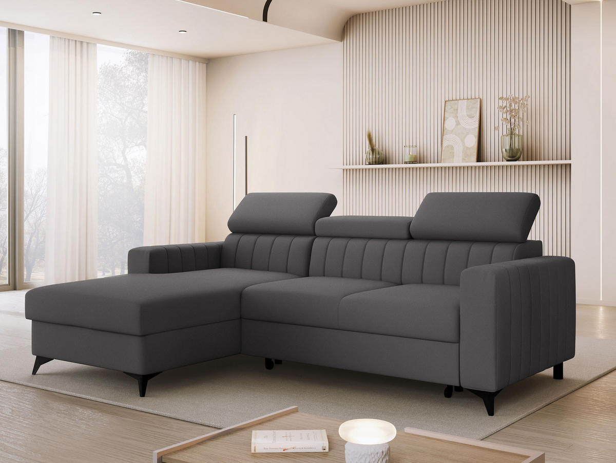 COLTAR Milano, Stanga LC+2R - negru/gri, material textil/lemn (236/172cm) - MIRJAN24