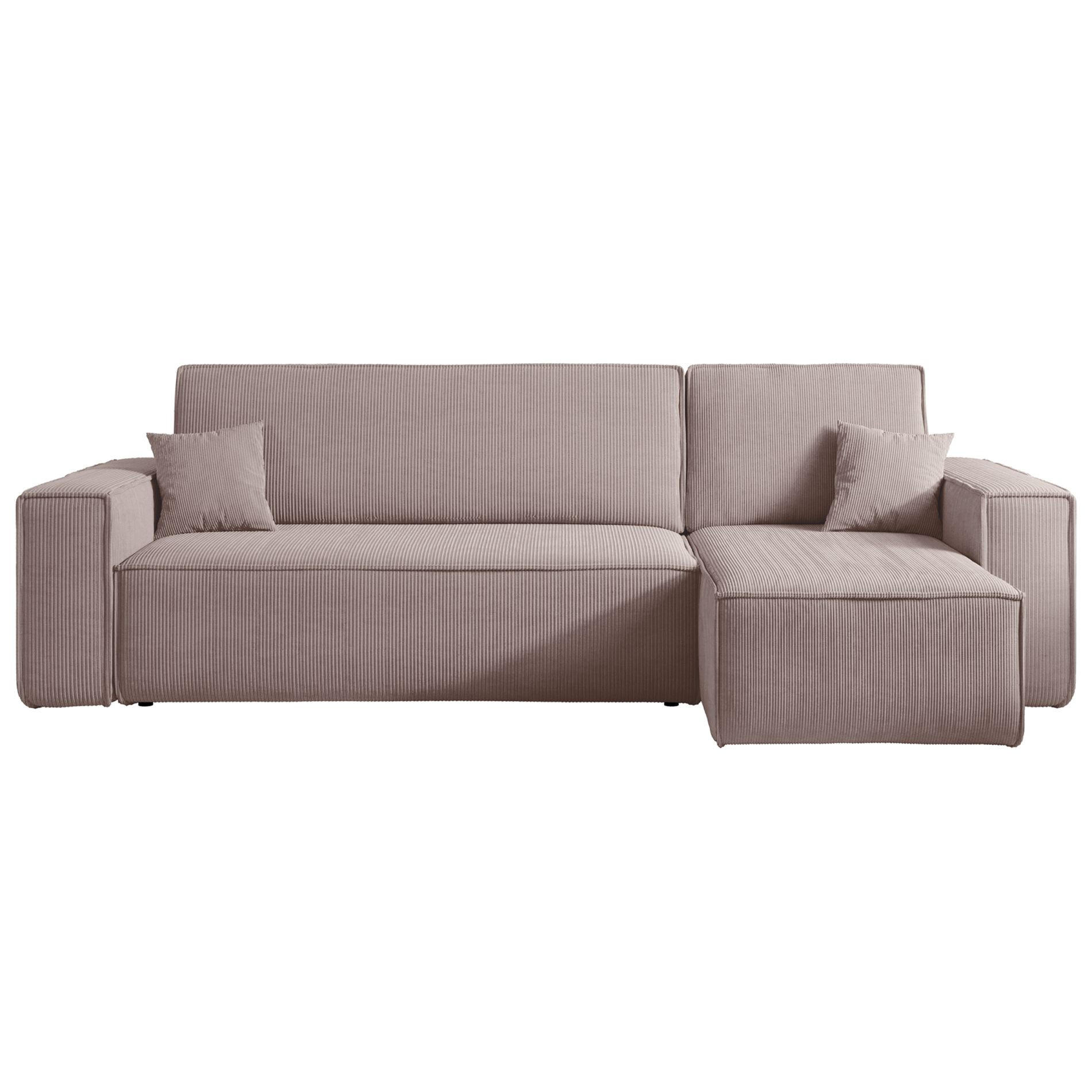 ECKSOFA Scarlo Beige Cordbezug - Beige/Schwarz, Kunststoff/Textil (244/145cm) - Selsey