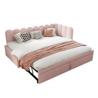 SCHLAFSOFA 90/200 cm & 180/200 cm in Rosa Samt mit Ausziehbett - Rosa, Holzwerkstoff/Textil (90/200cm) - WISHDOR