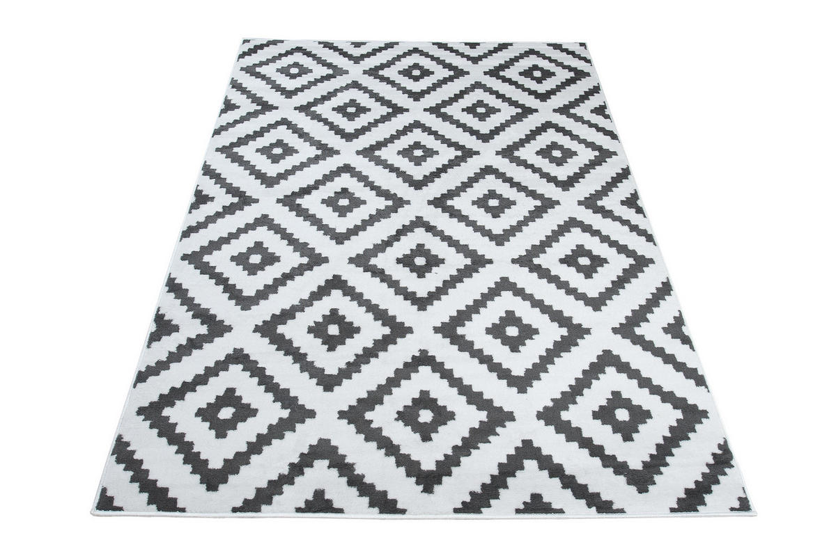 TEPPICH LUXURY Weiß Marokkanisch Karo 140/200 cm - Weiß, Textil (140/200cm) - Tapiso