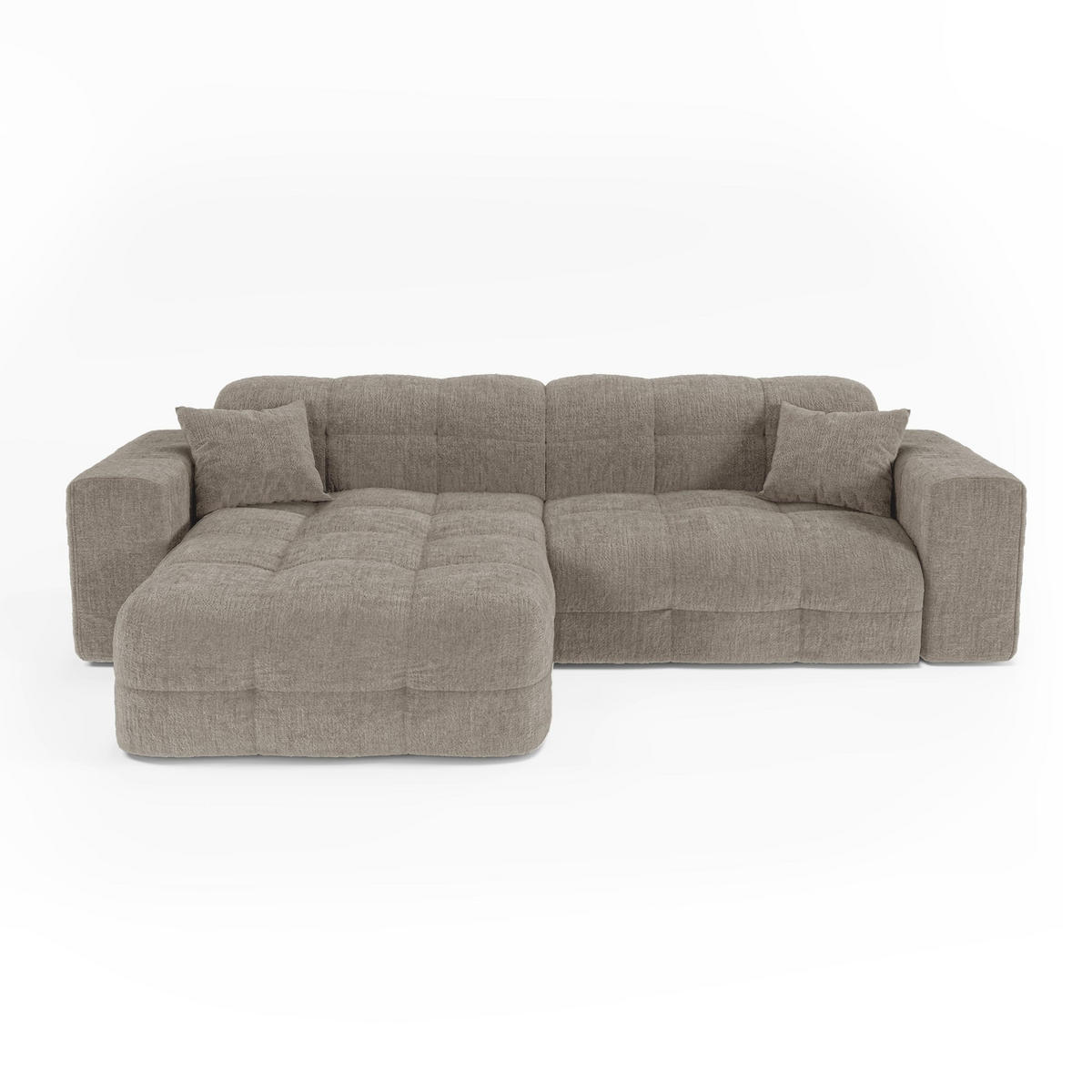 ECKSOFA (links) COCOON Geprägter Samt Taupe 230cm - Taupe, Textil (230/155cm) - Premium Interiors