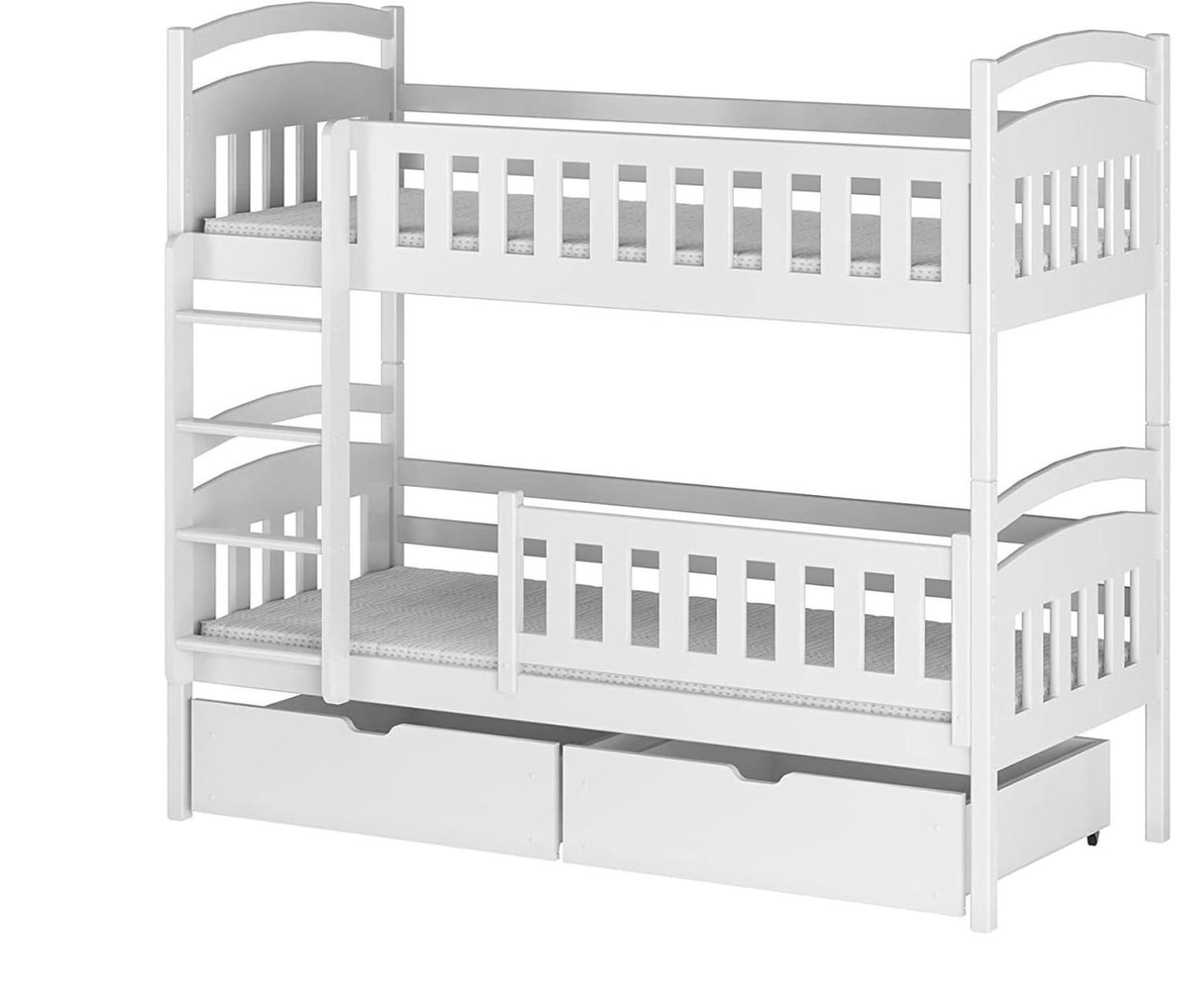 ETAGENBETT 90x200 cm mit zwei Schubladen & zwei Matratzen in weiß - Weiß, Holz - Kids Collective