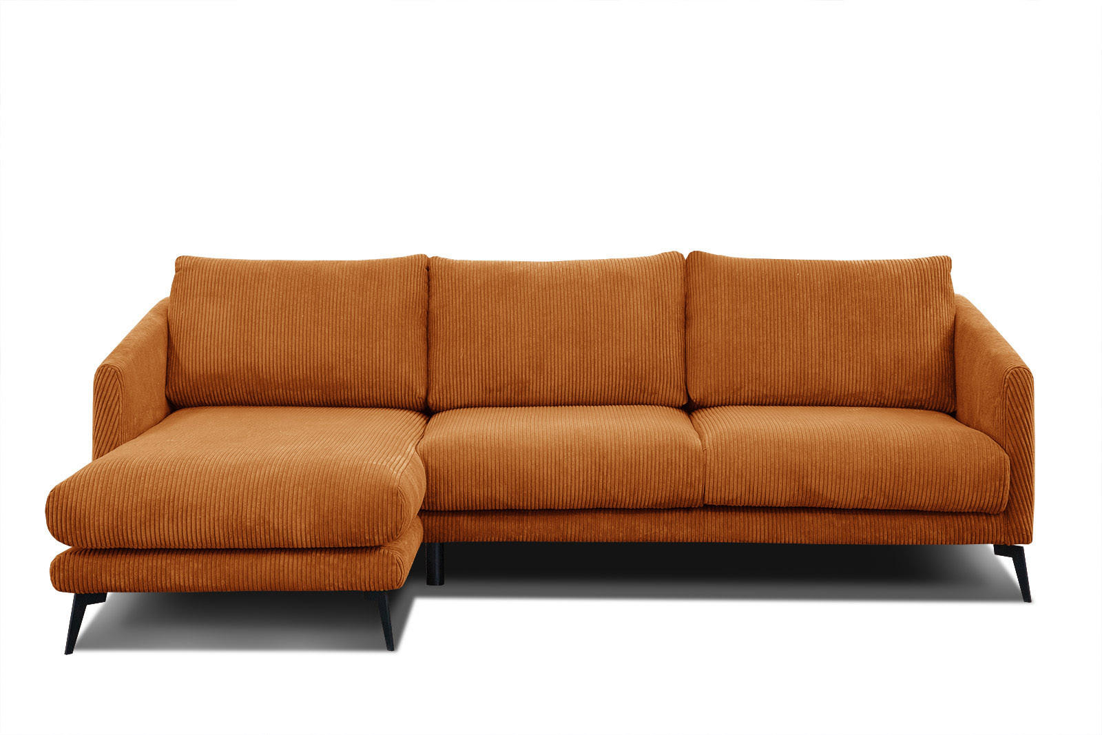 ECKSOFA VILT 4-Sitzer, orange - Schwarz/Orange, Holzwerkstoff/Textil (156/255cm) - Courtois Laville