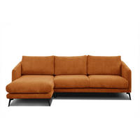 ECKSOFA VILT 4-Sitzer, orange - Schwarz/Orange, Holzwerkstoff/Textil (156/255cm) - Courtois Laville