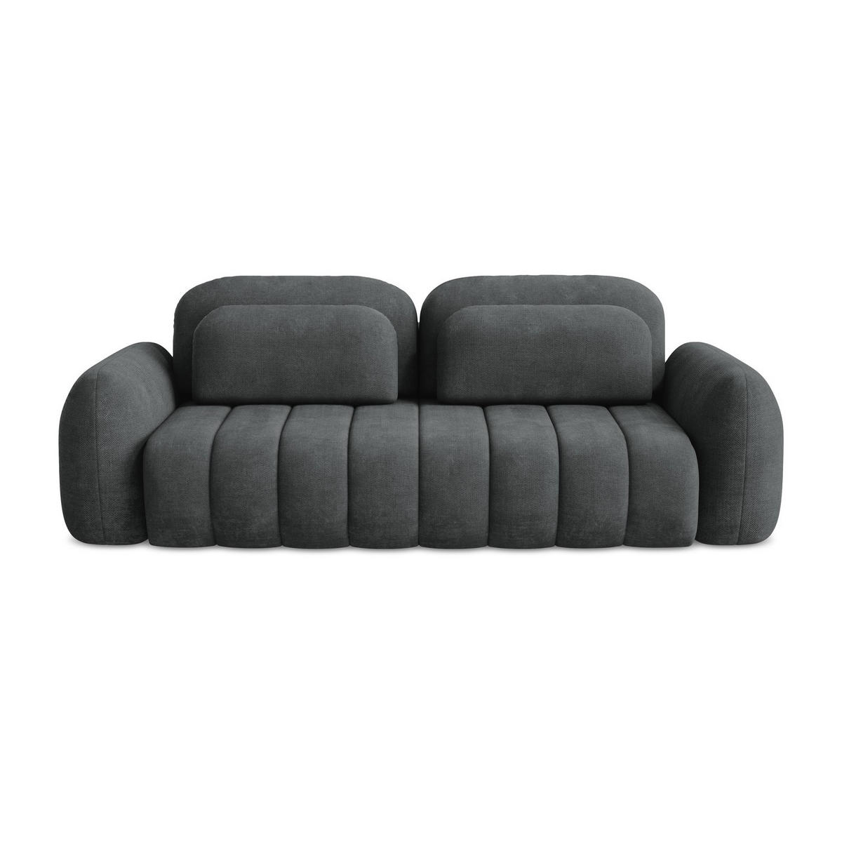 3-SITZER SOFA mit Schlaffunktion Chenille Stoff Grau - Dunkelgrau/Schwarz, Holzwerkstoff/Kunststoff (266/95/121cm) - LaMiaSofa
