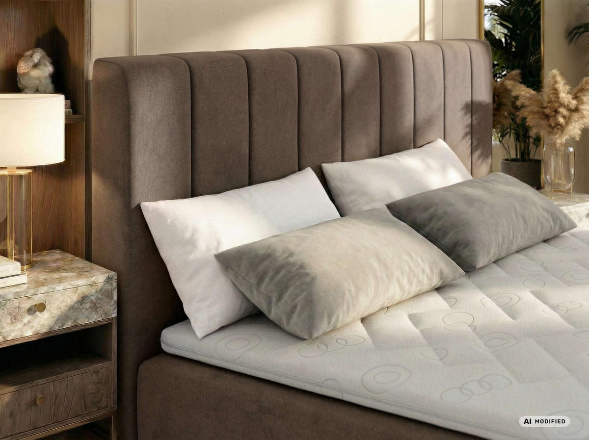 BOXBETT ALVER DUO 140/200 - Braun Velvet - Topper T25 - H4 - Schwarz/Braun, Kunststoff/Textil (140/200cm) - MKS