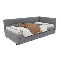 POLSTERBETT 90/200 cm & 90/190 cm in Grau Samt mit Rollbett - Grau, Holzwerkstoff/Textil (90/200cm) - WISHDOR