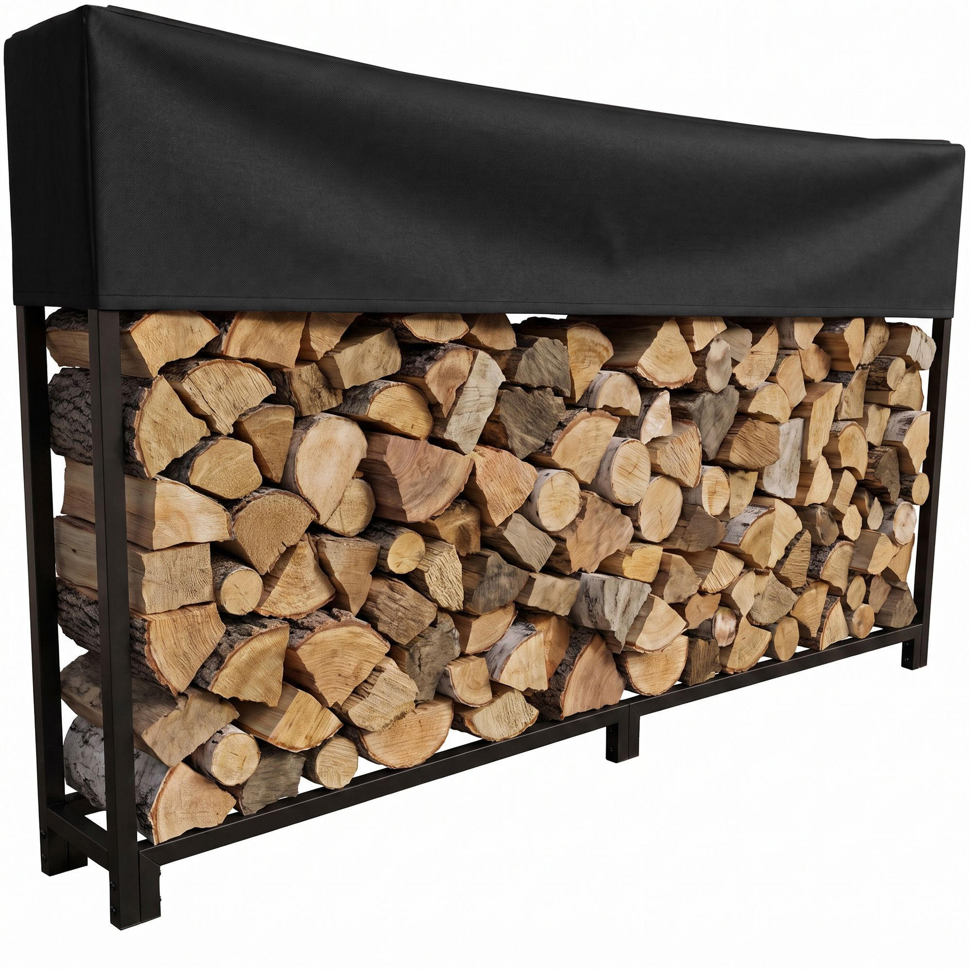KAMINHOLZREGAL 200/25/115 cm Metall Schwarz - Schwarz, Metall (200/115/25cm) - CLP