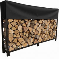 KAMINHOLZREGAL 200/25/115 cm Metall Schwarz - Schwarz, Metall (200/115/25cm) - CLP