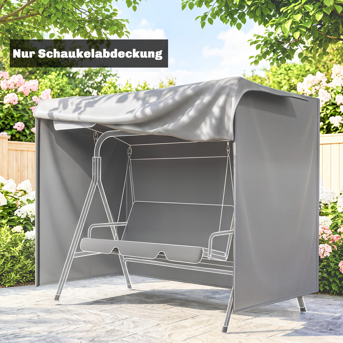 KRYT houpacího křesla, šedý - šedá, plast (114/152/177cm) - Outsunny
