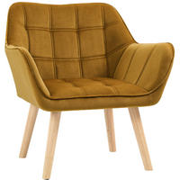 OHRENSESSEL Polyester Samt-Optik skandinavisch Holzbeine, Metallrahmen 67/61,5/71 cm Gelb - Gelb, Textil (61.5/71/67cm) - Redom