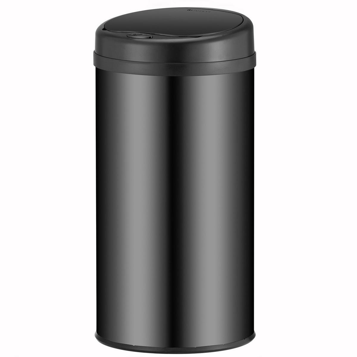 MÜLLEIMER rund 40L schwarz mit Sensor - Schwarz, Metall (31/68/31cm) - Juskys