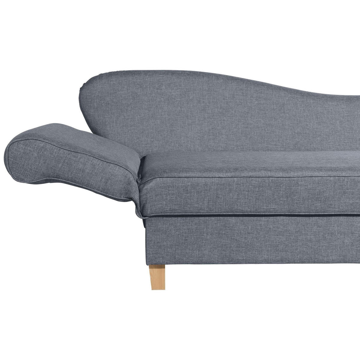 RECAMIERE mit Armteil links klappbar Katia Bezug Flachgewebe Buche natur / denim - Blaugrau, Kunststoff (190/82/88cm) - 58aufmkessel