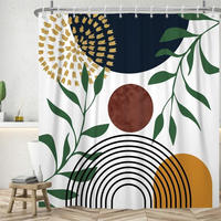DUSCHVORHANG Muster Blatt Grün Boho geometrisch Badewanne schimmelresistent wasserdicht Stoff Polyester waschbar - Multicolor, Textil (180/180cm) - MCBOSON