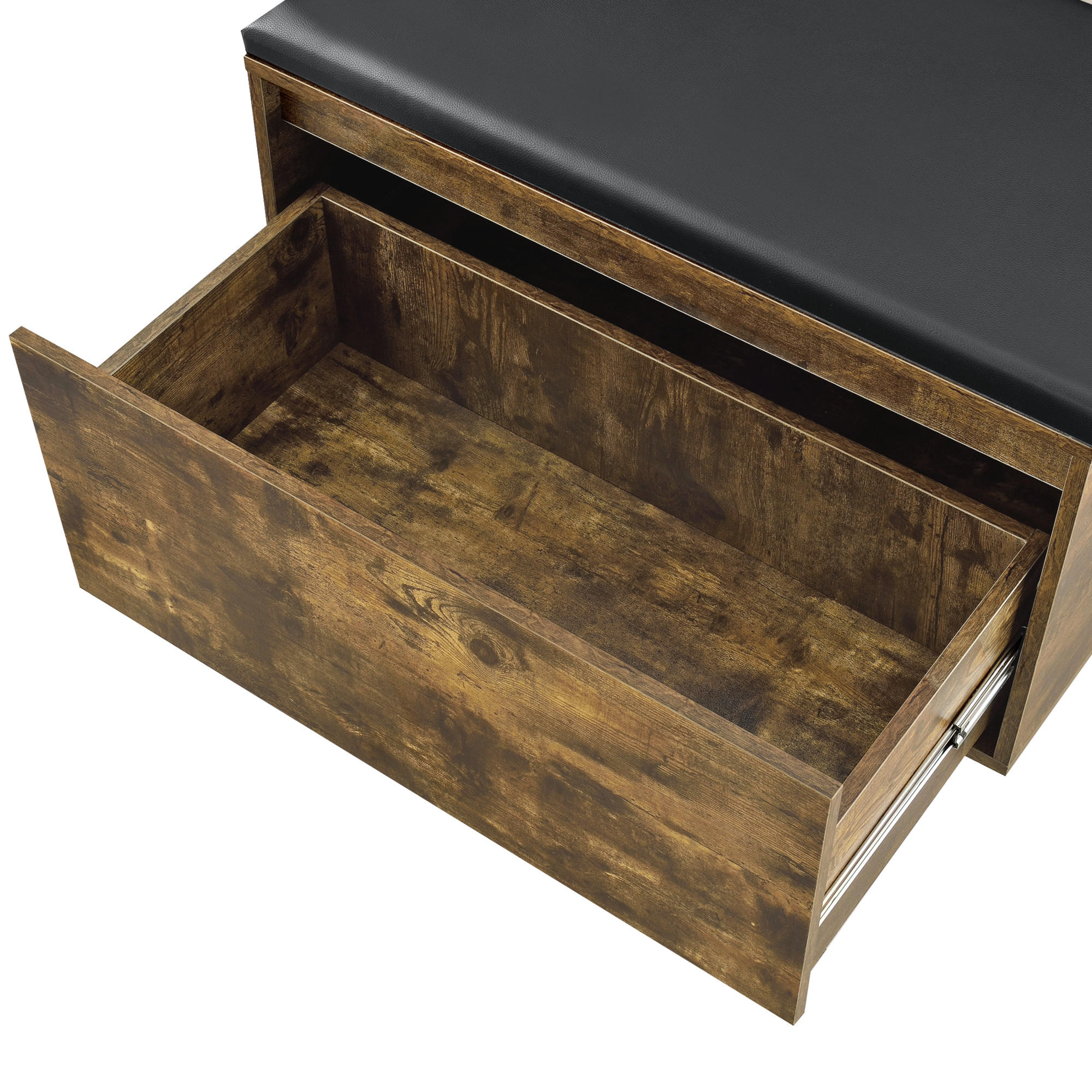 Thumbnail - [en.casa] Schuhbank, Braun, Schwarz, Holzwerkstoff, Kunststoff, 1 Schubladen, 39x45x80 cm, Garderobe, Garderobenbänke, S...