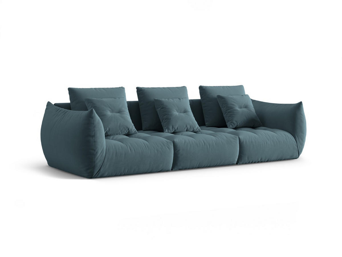 SOFA modular Bloom aus Samt pastellblau 4 Sitzplätze - Pastellblau, Textil (332/95/106cm) - Micadoni