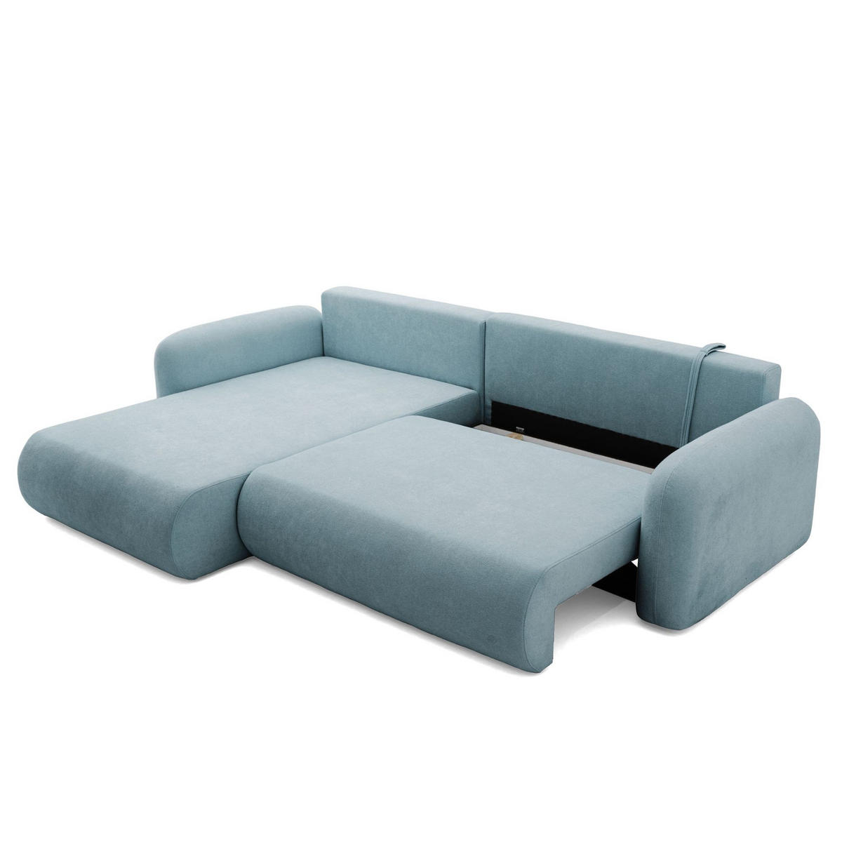 ECKSOFA NEST L Universal mit Schlaffunktion 157x240 Webstoff Blaugrau - Blaugrau/Schwarz, Holz/Textil (280/187cm) - Muffo