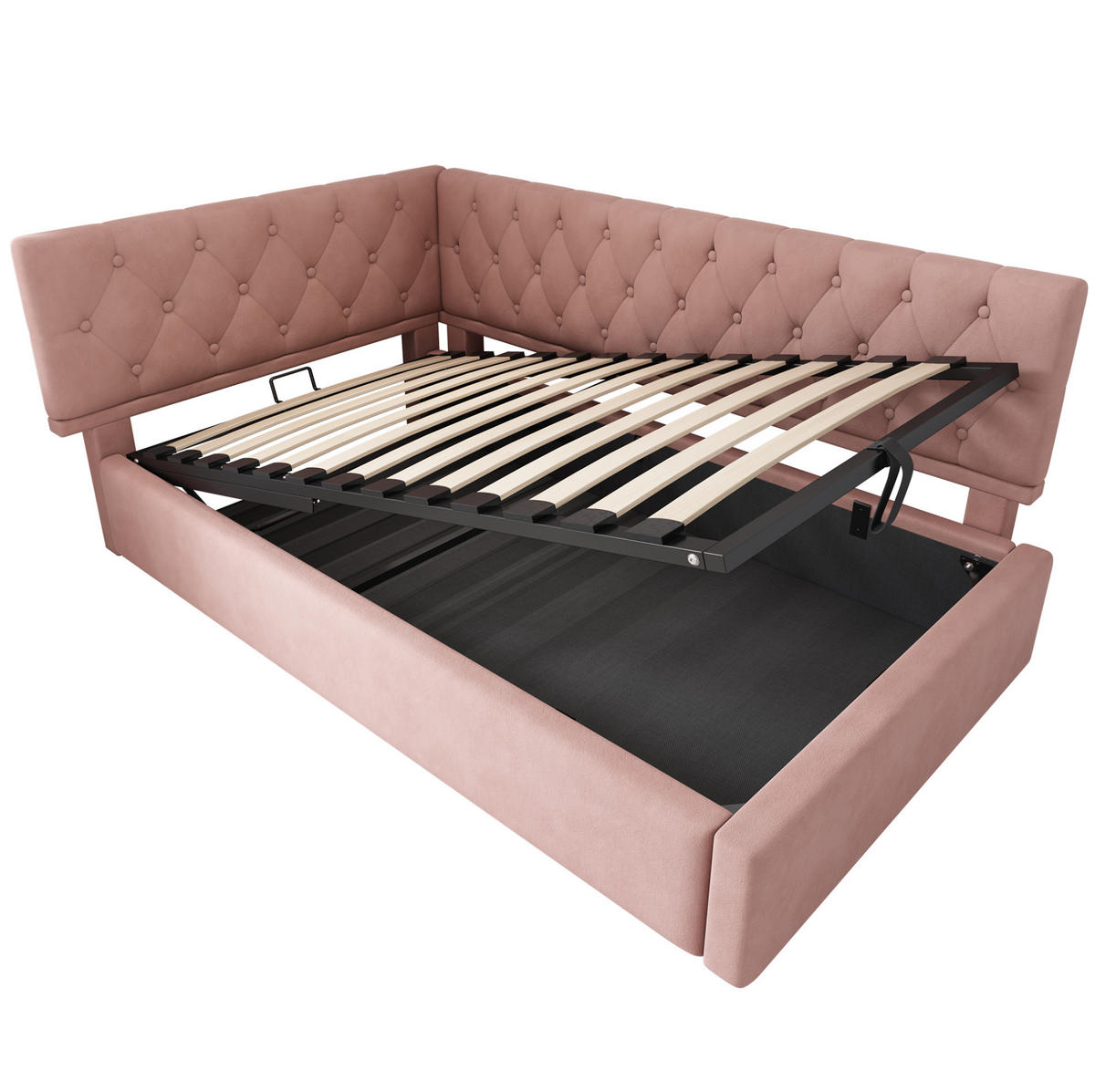 ČALÚNENÁ posteľ 90/190 cm ružová so skrytým úložným priestorom zo zamatu - ružová, textil (90/190cm) - OKWISH
