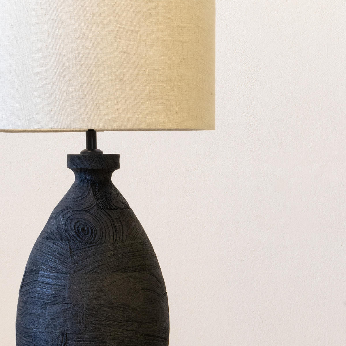 TISCHLAMPE aus Holz 35cm, schwarz - Schwarz, Holz (35/35/55cm) - Giga Meubel