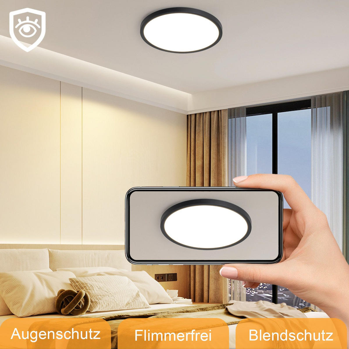 LED-DECKENLEUCHTE Maksymchuk 30/30/2.6 cm - Schwarz, Kunststoff (30/30/2.6cm) - Nettlife