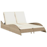SONNENLIEGE Mit Auflagen Beige 114/205/73 Cm Poly Rattan - Creme, Kunststoff (205/73/114cm) - vidaXL