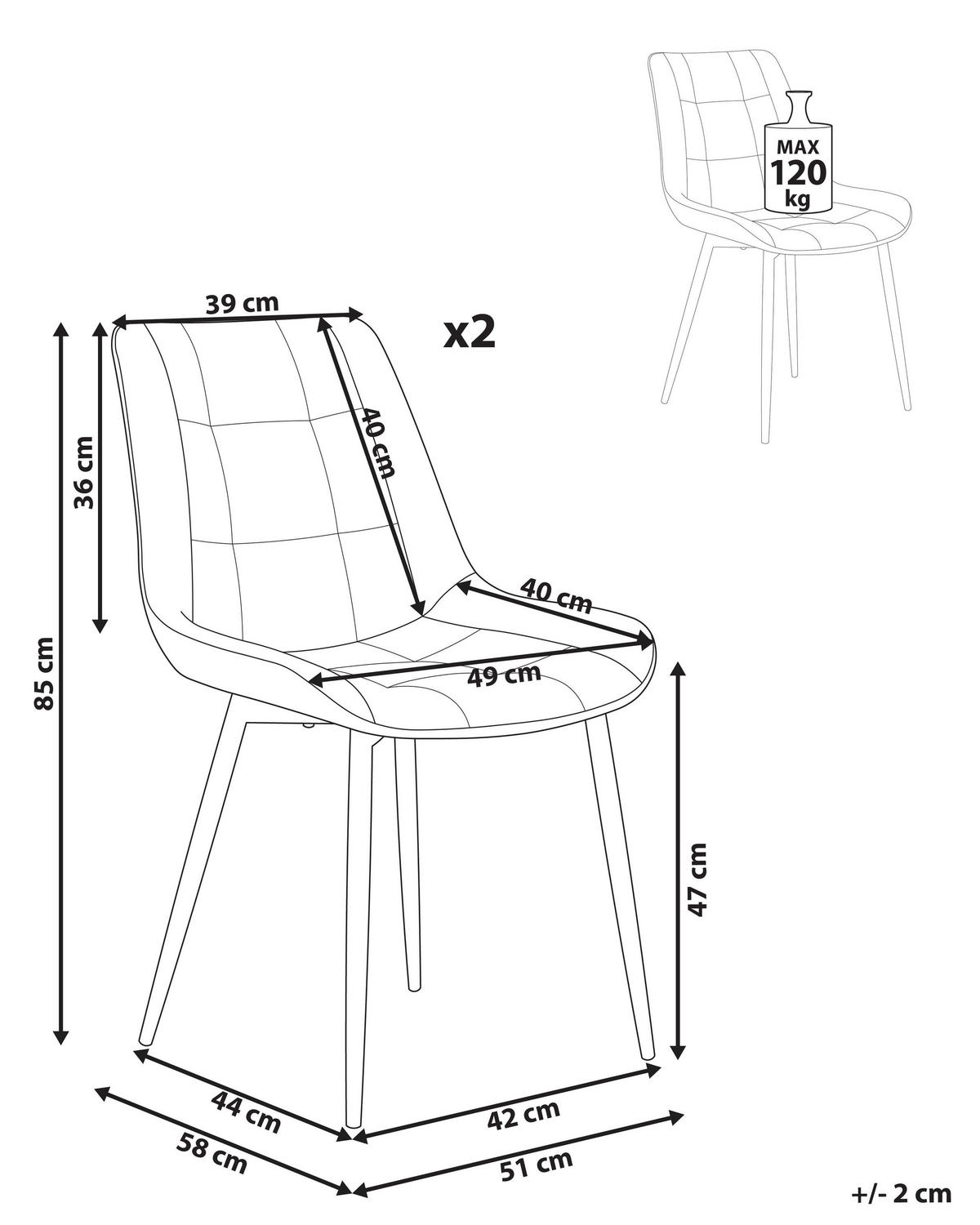 ESSZIMMERSTUHL 2er-Set Kunstleder Braun Melrose - Braun, Kunststoff (51/85/58cm) - Beliani