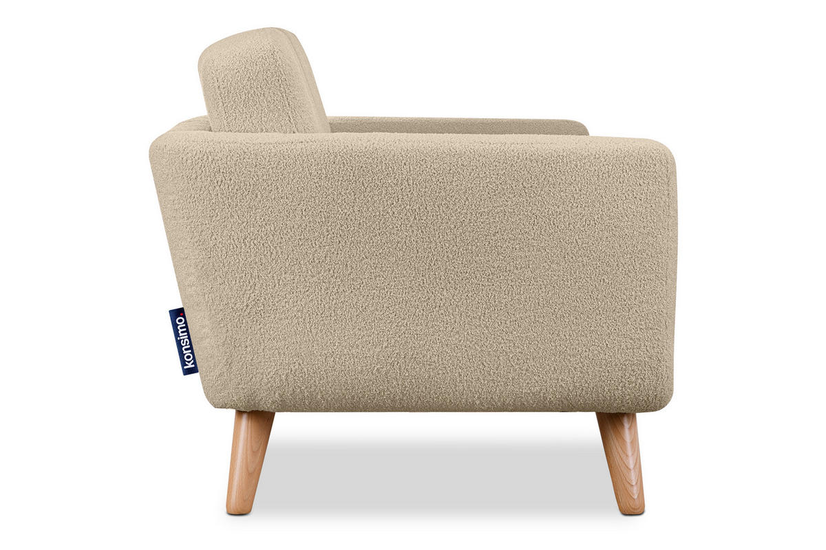 SESSEL TAGIO Massivholz-Beine, Beige - Beige/Braun, Buchenholz/Textil (86/80/88cm) - KONSIMO®