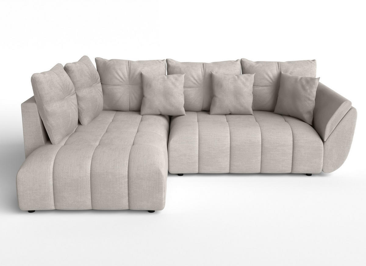 ECKSOFA L Form Corleone Beige 266/190/91 cm mit Schlaffunktion - Beige/Schwarz, Kunststoff/Textil (266/182cm) - AX Living