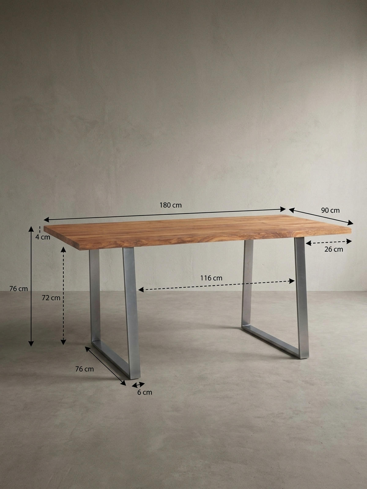 SCHREIBTISCH Massivholz Baumkante Chromgestell Handarbeit TARN, Goldbraun-Chrom 180x90x76 cm - Chromfarben/Braun, Holz/Metall (90/180/76cm) - KADIMA DESIGN