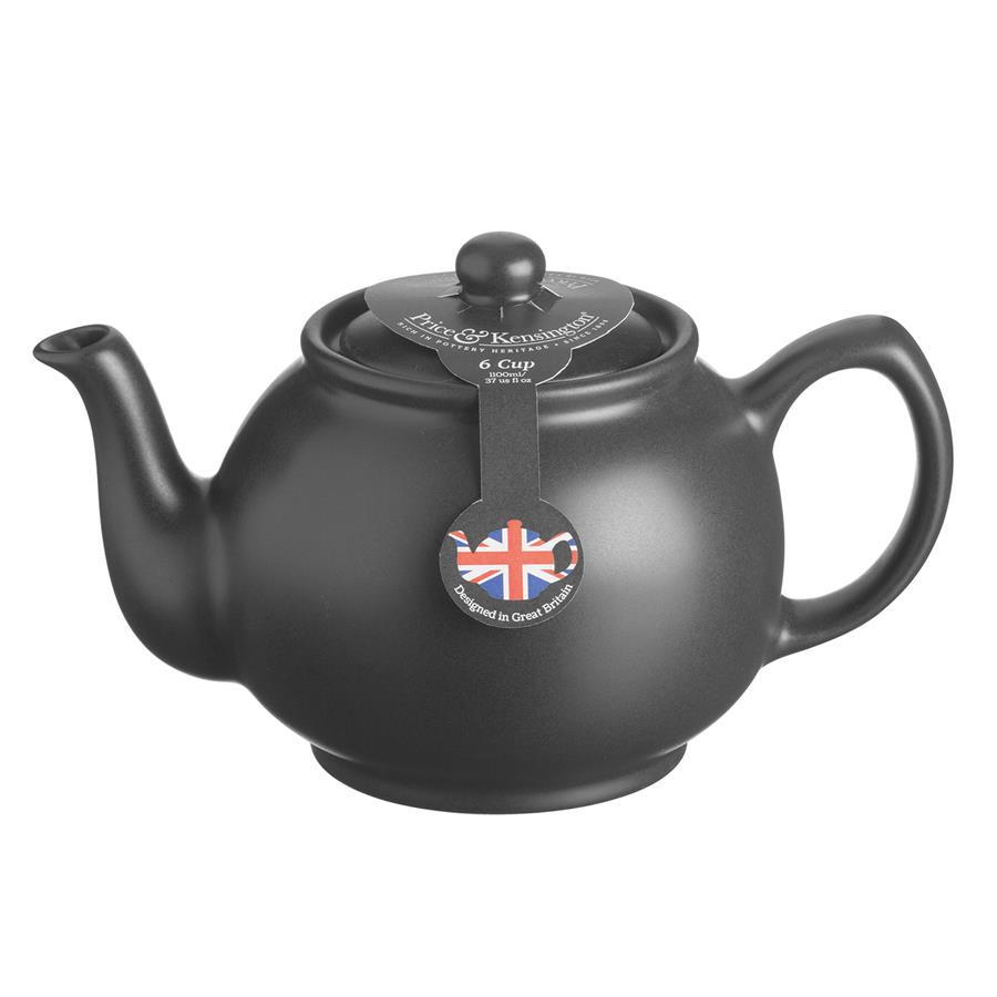 TEEKANNE 1100 ml Steingut matt schwarz, für 6 Tassen - Schwarz, Keramik (1.1L) - Price & Kensington