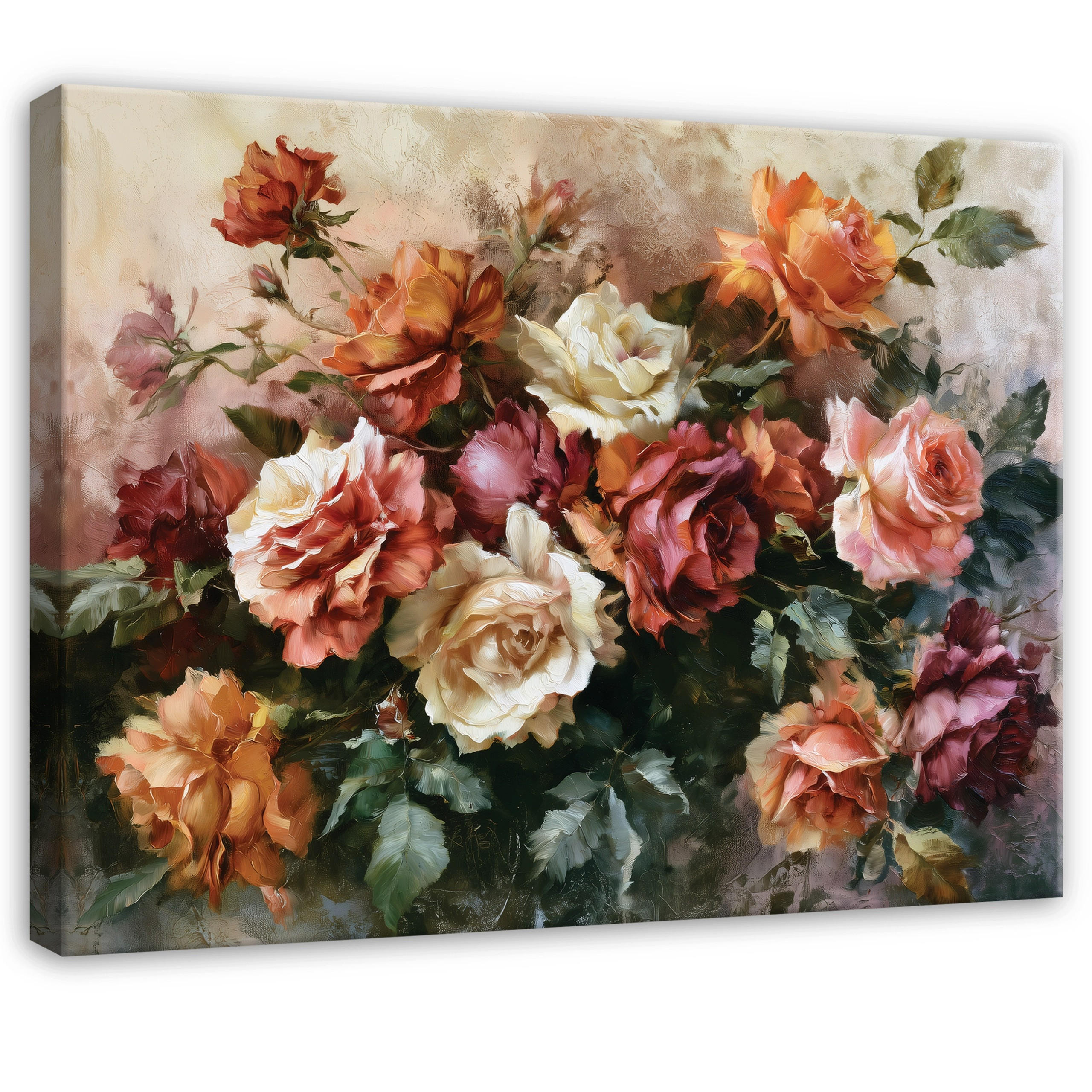 LEINWANDBILD Blumen Rosen Bunt 60x40 cm - Multicolor, Holzwerkstoff (60/40cm) - Wallarena