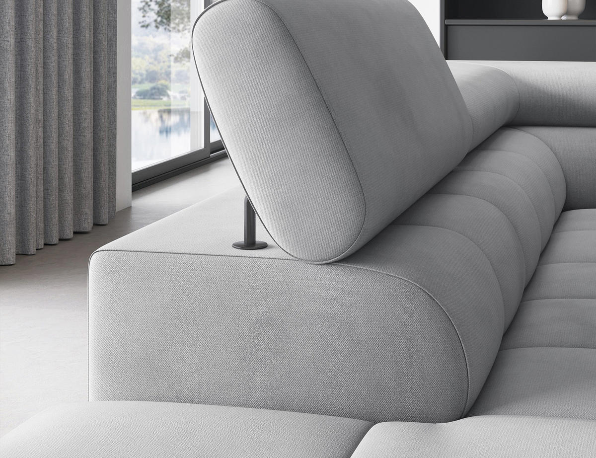 ECKSOFA Ferrucio L - Grau (Paros 05) - Grau, Holzwerkstoff (276/200cm) - Möblo