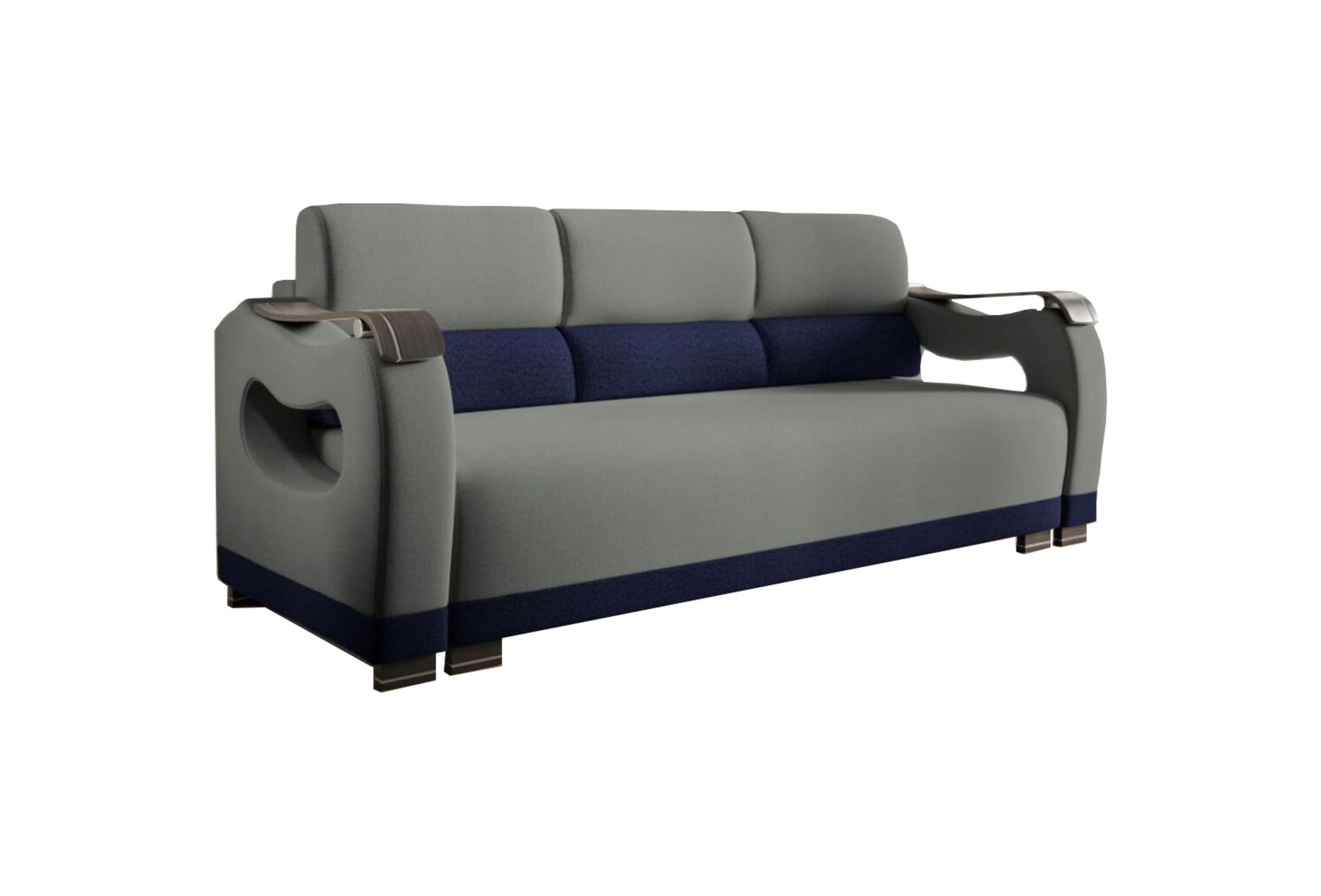 SCHLAFSOFA - Bettsofa Muscari II - Grau + Dunkelblau (Loca 13 + Loca 21) - Dunkelblau, Holz (227/90/92cm) - Möblo