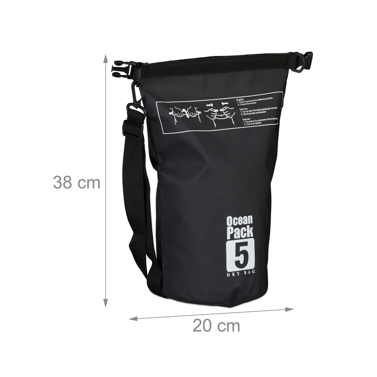 OCEAN Pack - Schwarz, Kunststoff (20/38/0.5cm) - Relaxdays