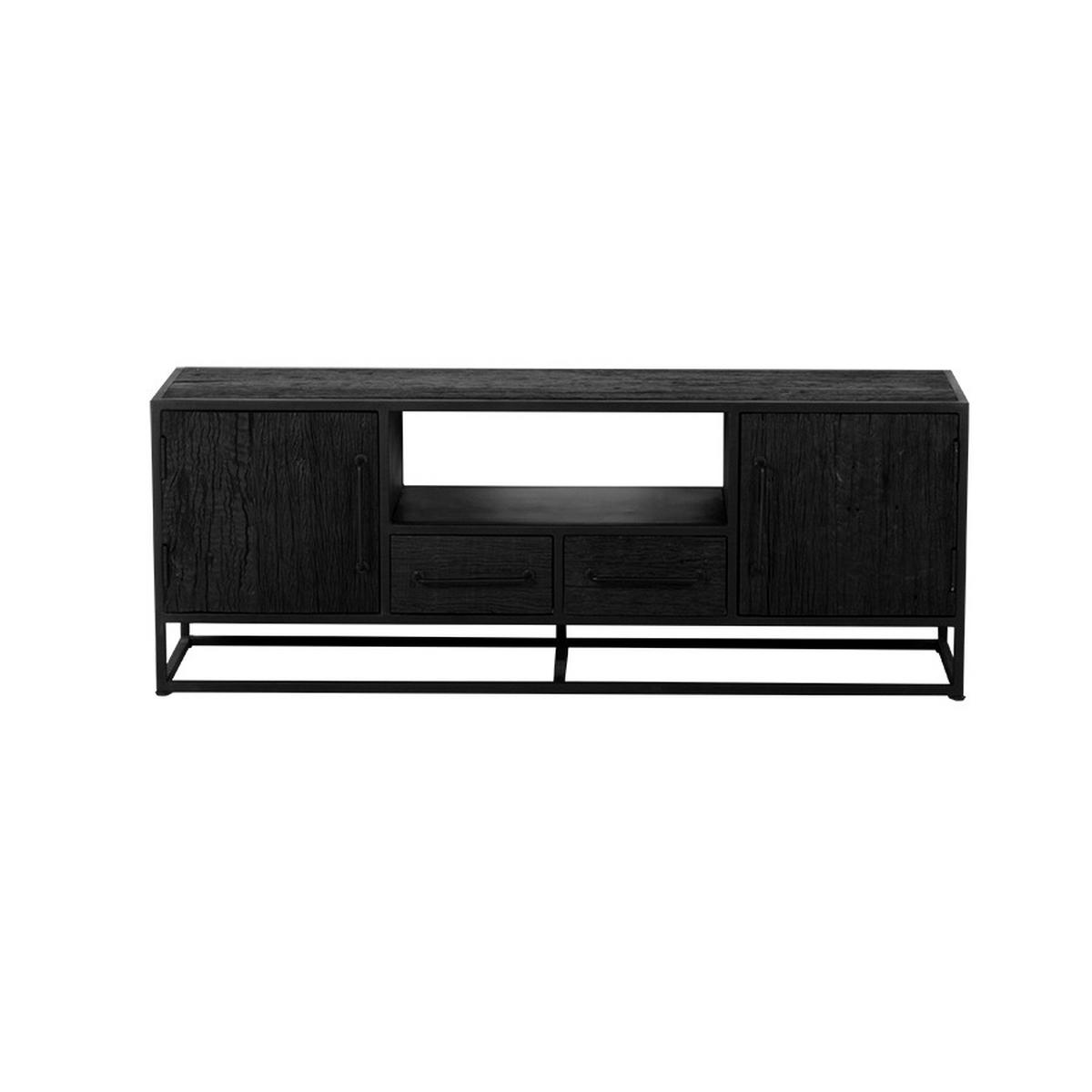 TV-MÖBEL aus Metall/Mangoholz 130cm, schwarz - Schwarz, Holz (130/55/40cm) - Giga Meubel