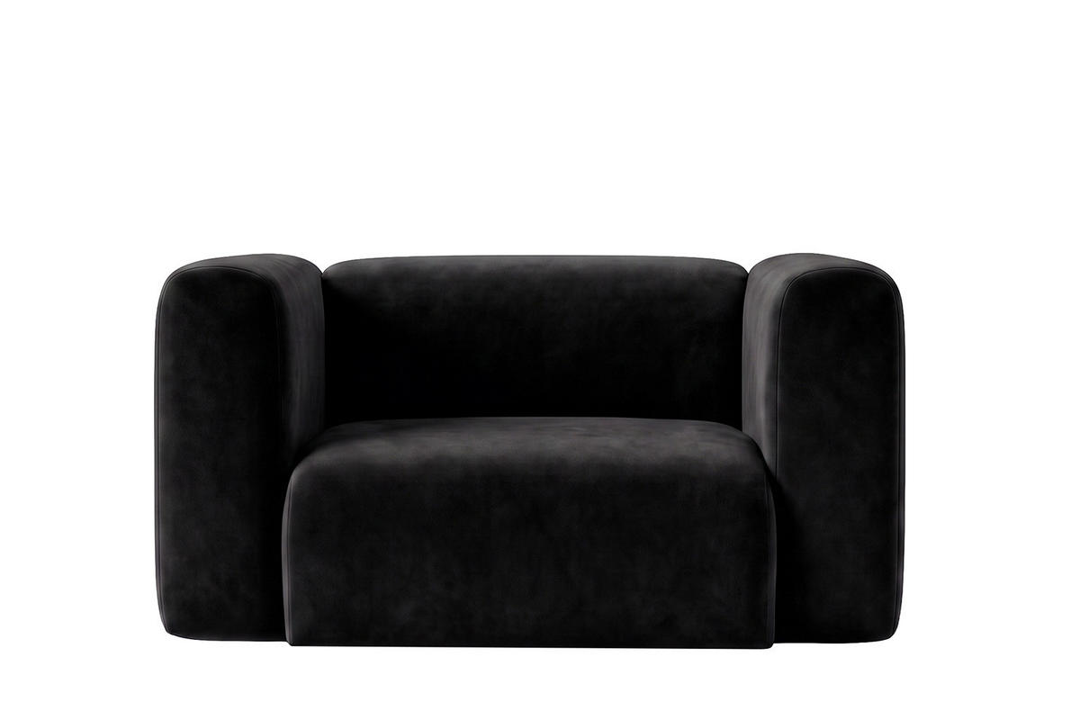 WOHNZIMMERSESSEL Aus Velvet-Stoff Bluvel, Schwarz, GRETA - Schwarz, Holz (137/70/89cm) - Kaiser Möbel