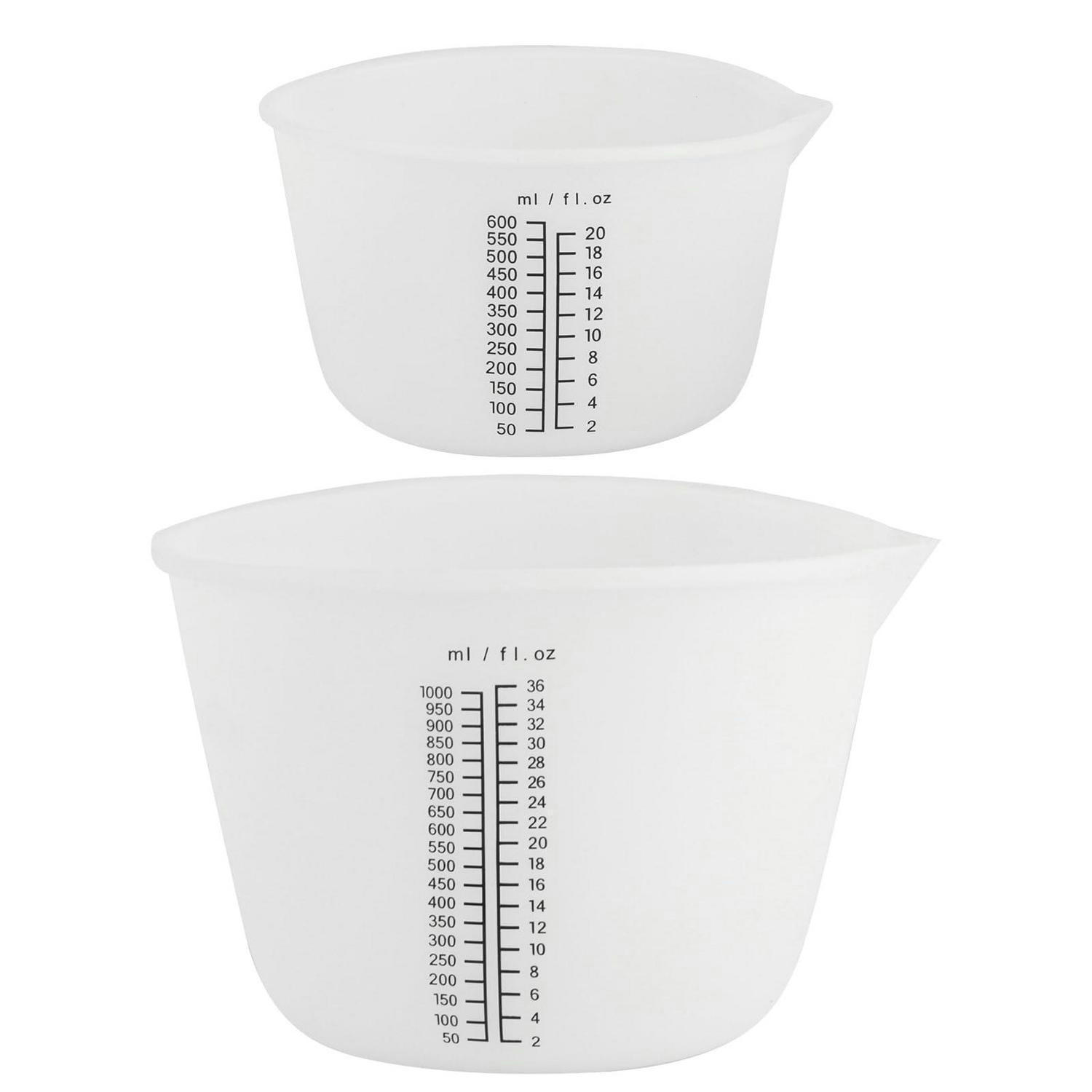 MESSBECHER 2-teiliges Set Silikon 1000 ml / 600 ml - Weiß, Kunststoff (1L)