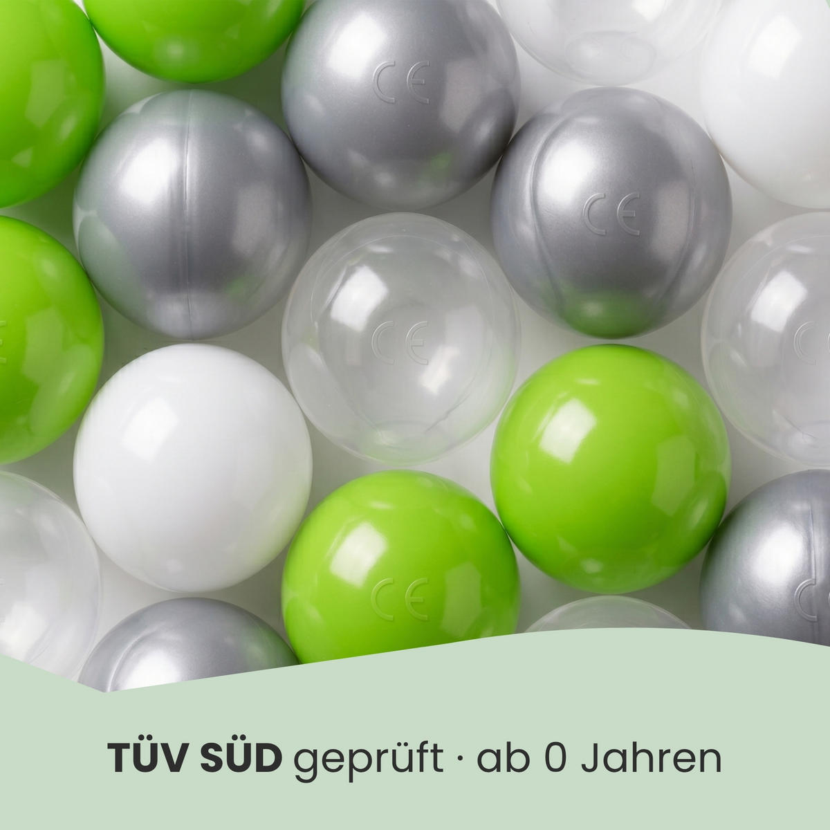 BÄLLEBAD-BÄLLE 200 Stück, Grün/Grau/Weiß/Transparent, 5.5 cm - Grün, Kunststoff (5.5/5.5/5.5cm) - Littletom
